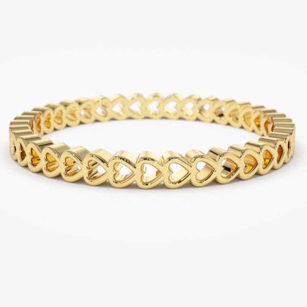 NEW 14k Yellow Gold Tiny Heart Eternity Ring / Stacking Ring / Infinity Heart